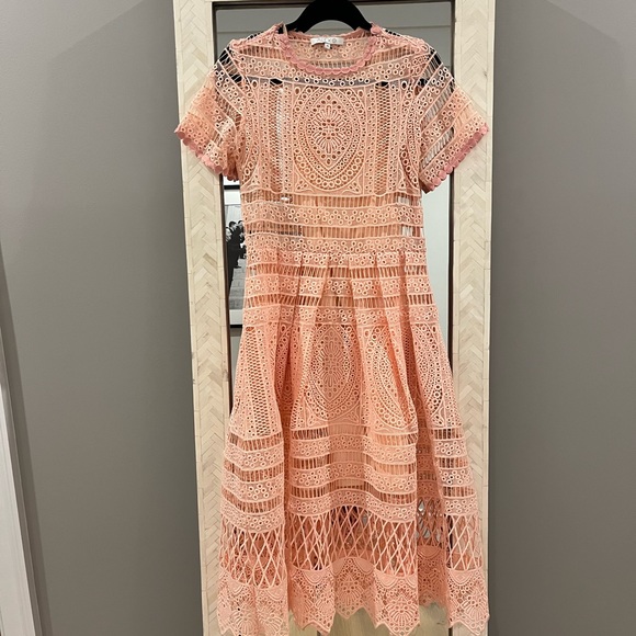 ALEXIS ALANNA MACRAMÉ LACE MIDI DRESS SZ M - Picture 5 of 10
